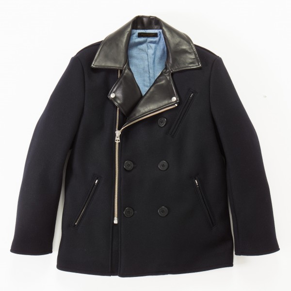 CO18 WOOL RIDER'S PEA COAT BLACK