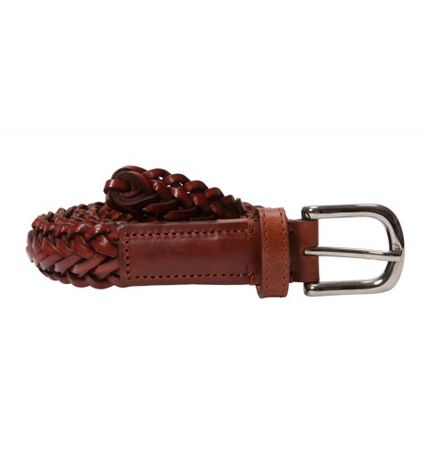 AC27 LEATHER MESH BELT BRW